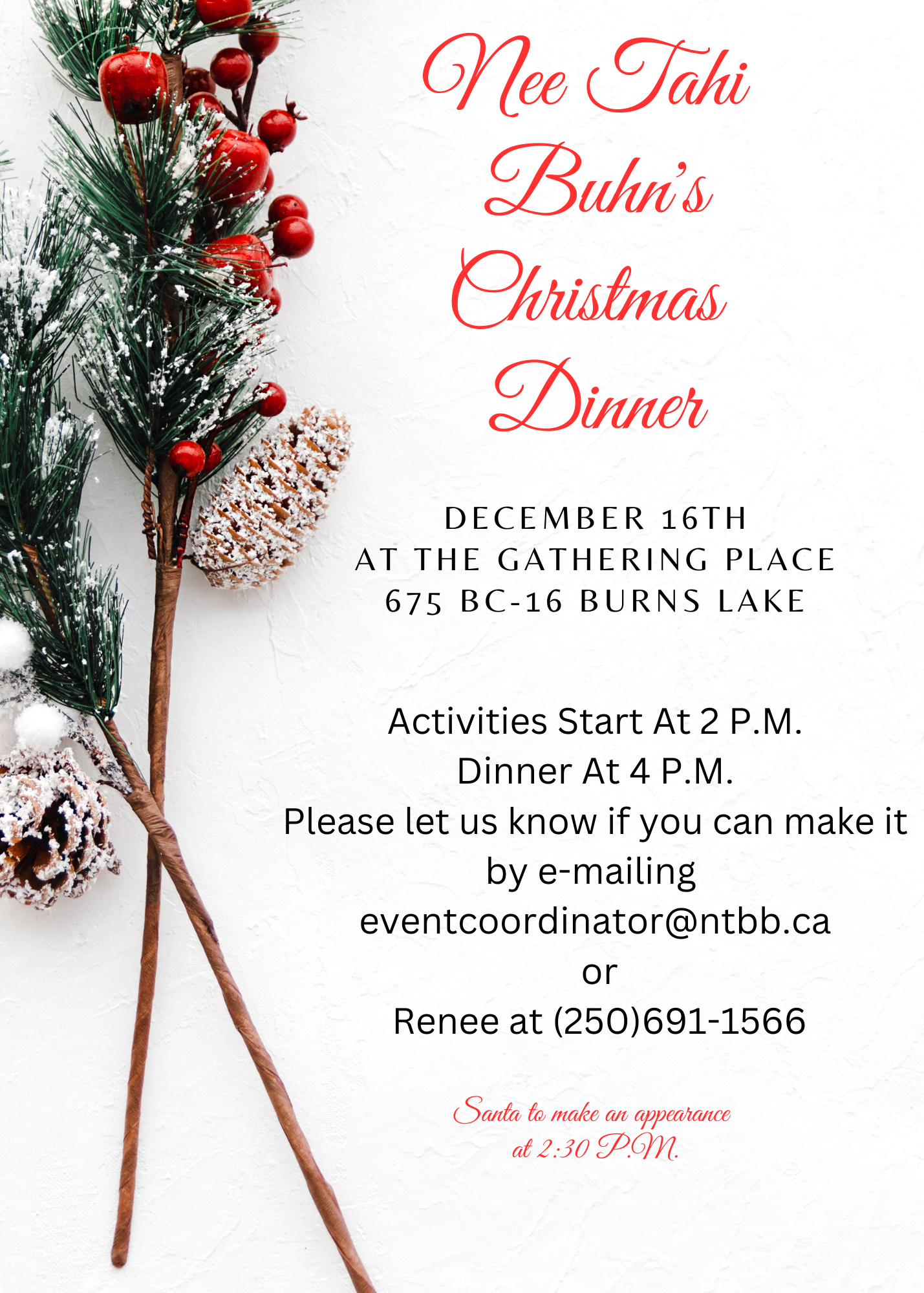 Nee Tahi Buhn's Christmas Dinner Event Poster